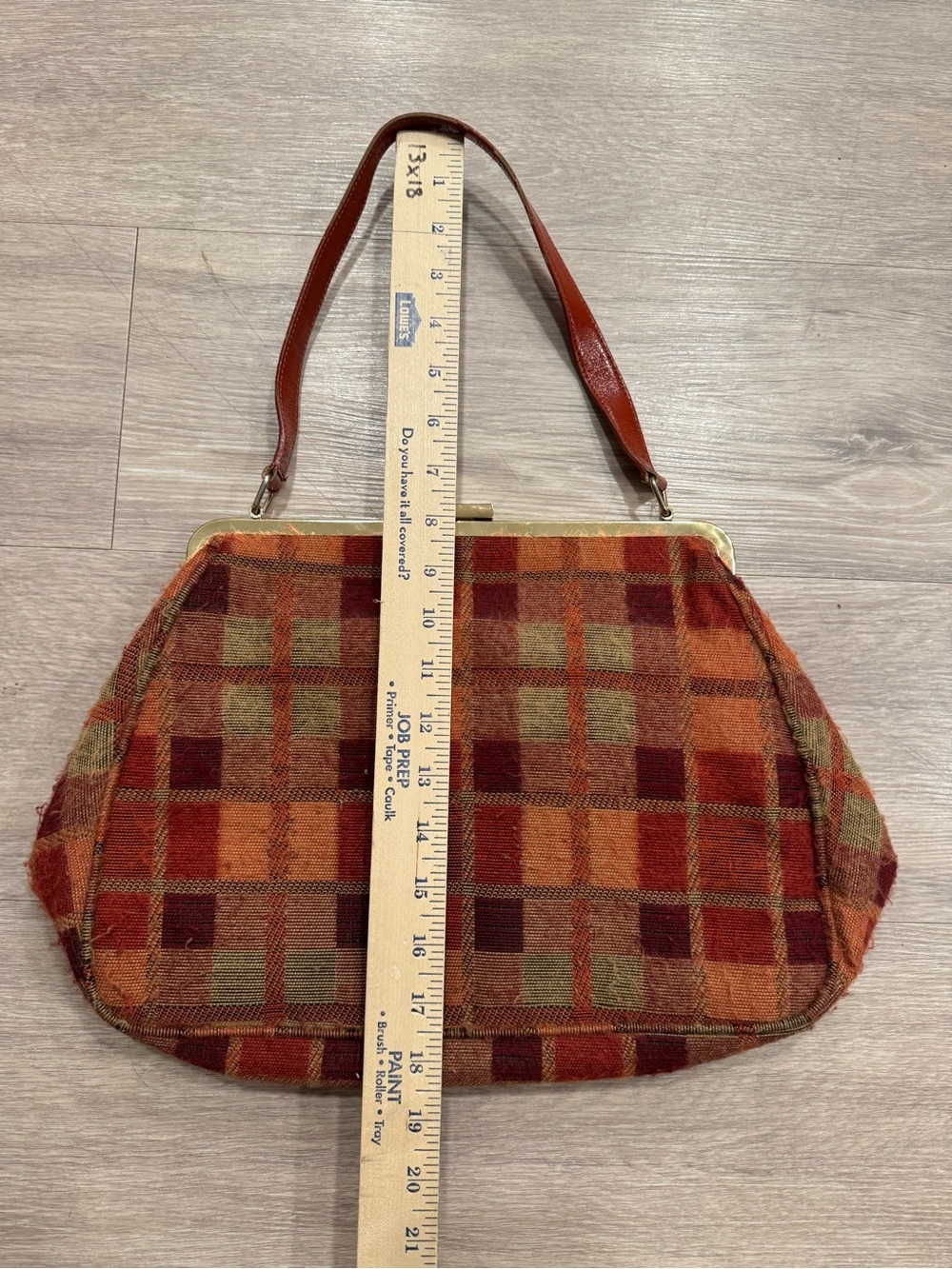 Cynthia Rowley Plaid Embroidered Floral Accent Shoulder Bag in Rust Orange - Picture 6 of 9